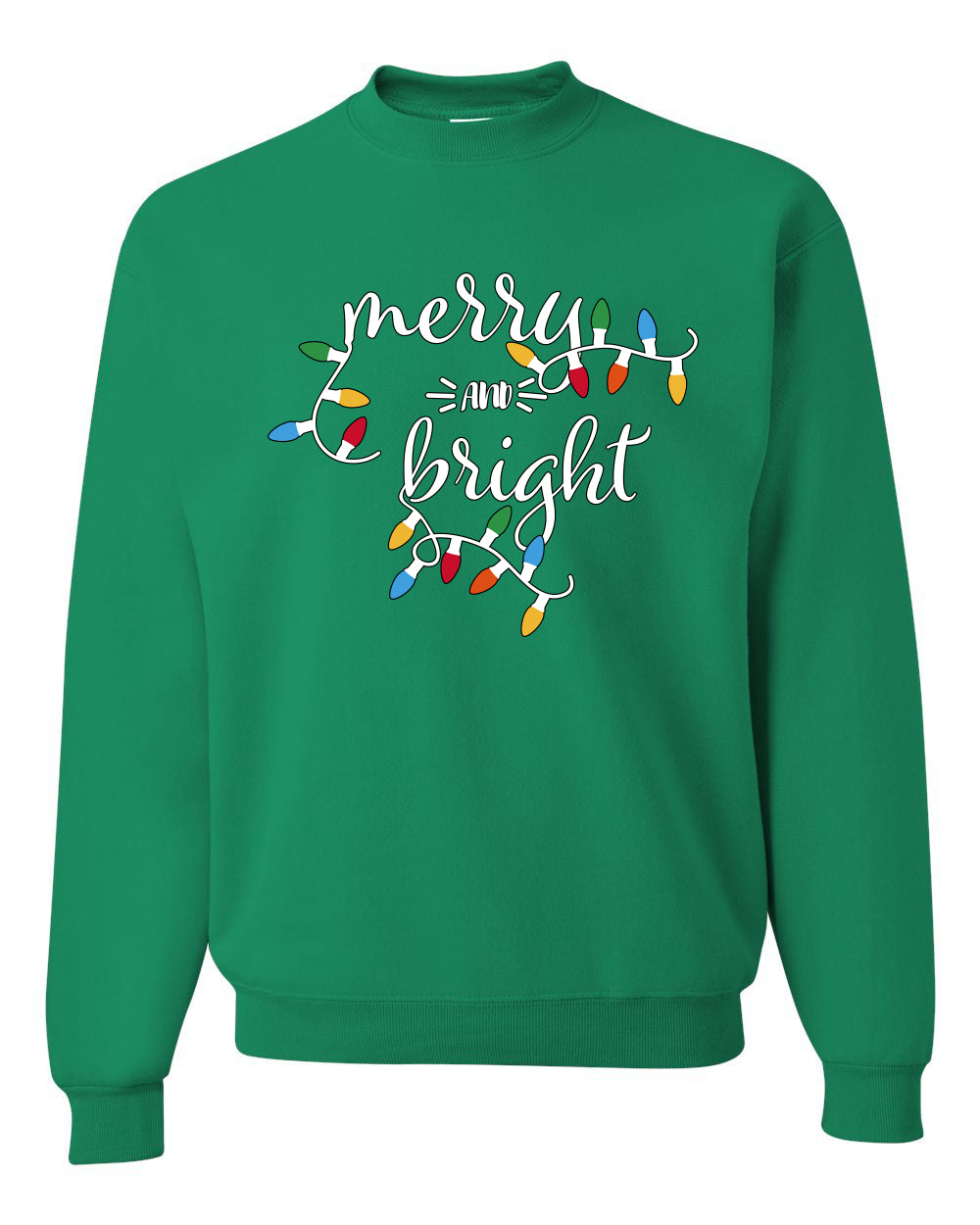 Merry and Bright Christmas Lights, Cute Festive Colorful Christmas Design, Ugly Christmas Unisex Sweater, Crewneck Sweatshirts