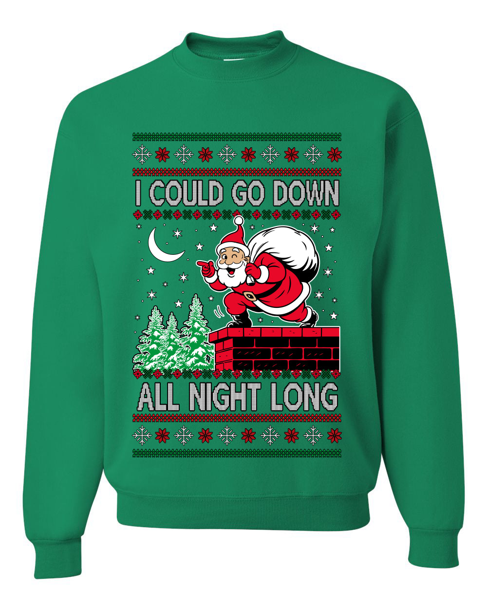 I Could Go Down All Night Long, Ugly Christmas Unisex Sweater, Crewneck Sweatshirts