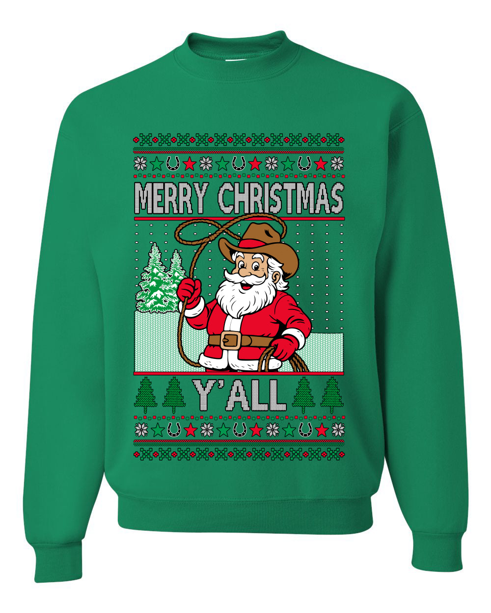 Merry Christmas Y'all Christmas Sweater,Unisex Ugly Christmas Crewneck Sweatshirts
