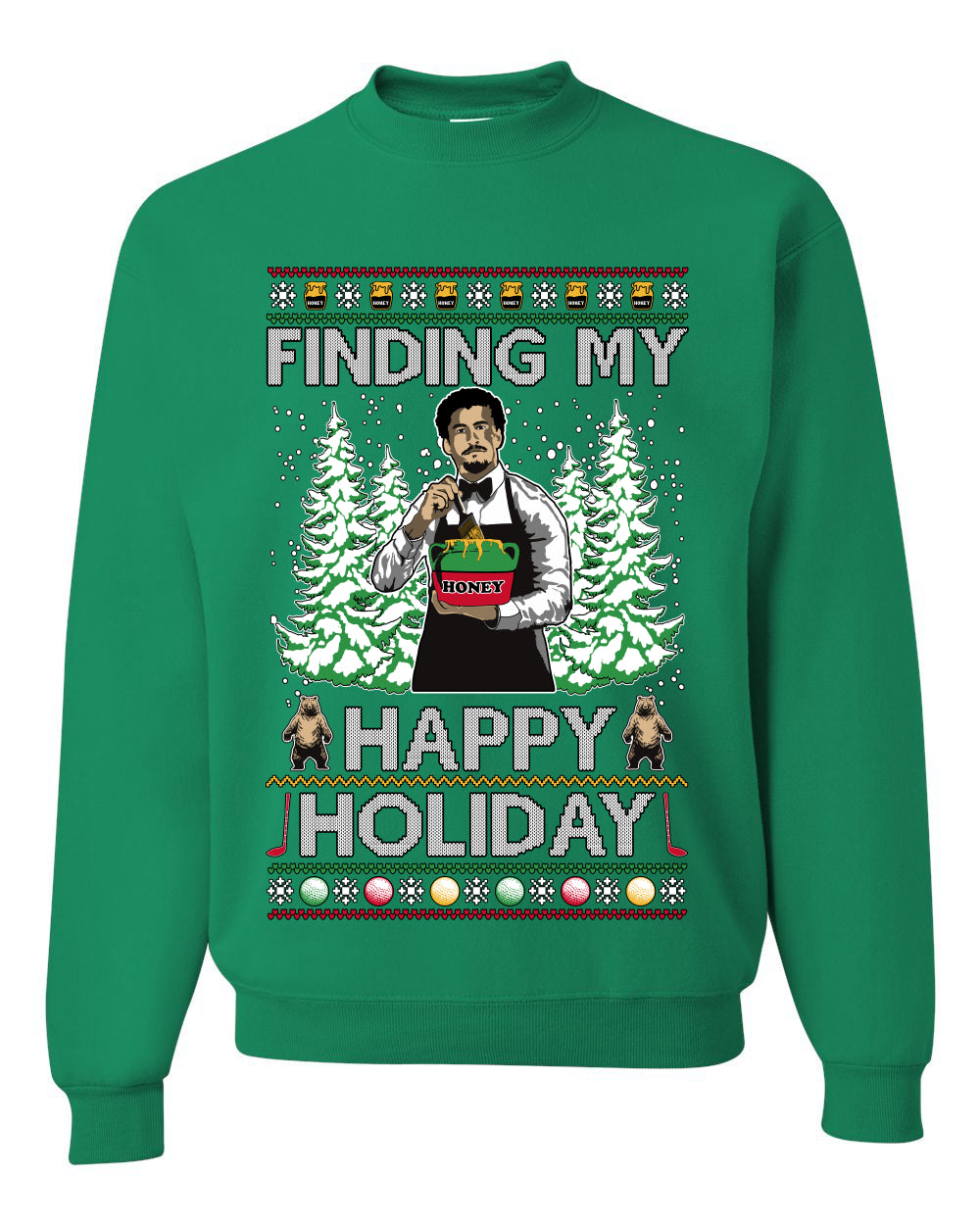 Finding My Happy Holiday, Unisex Ugly Christmas Sweater, Crewneck Sweatshirts