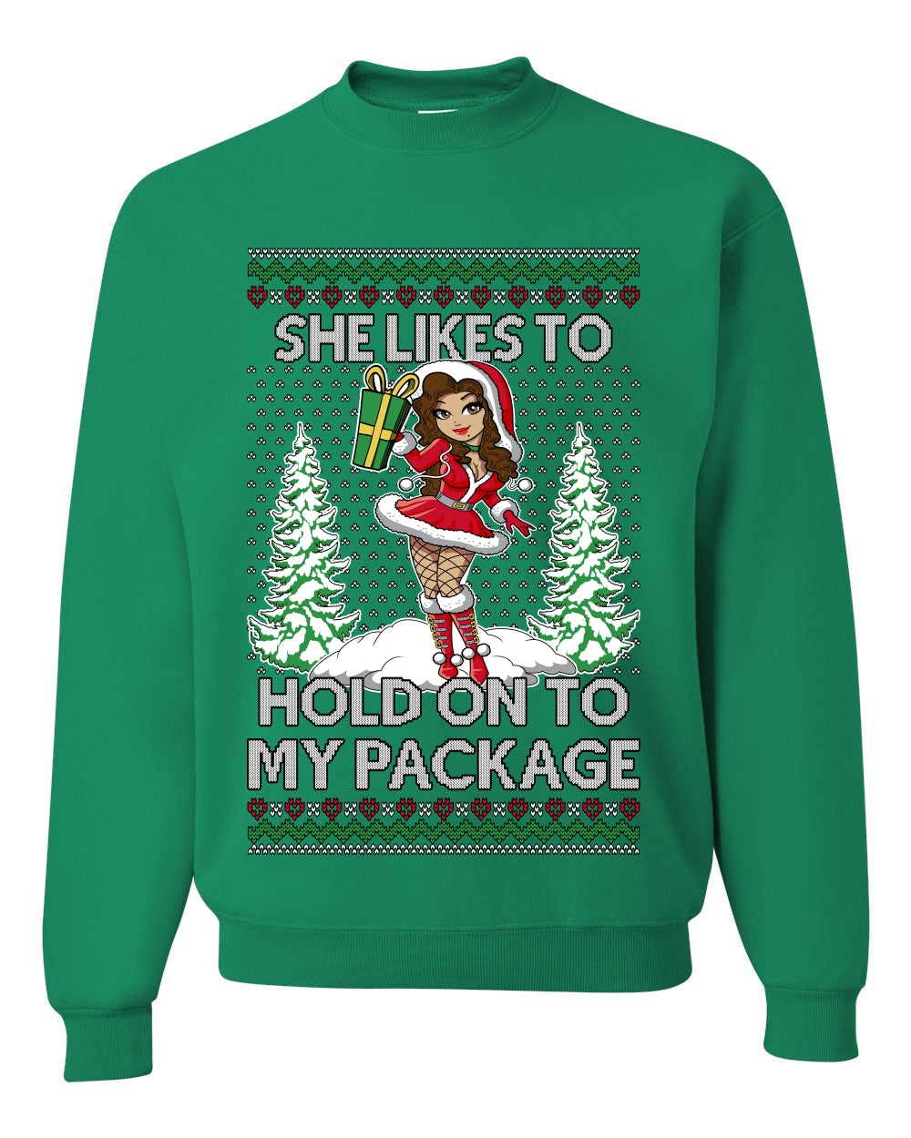 Hold My Package, Funny Unisex Ugly Christmas Crewneck Sweatshirts