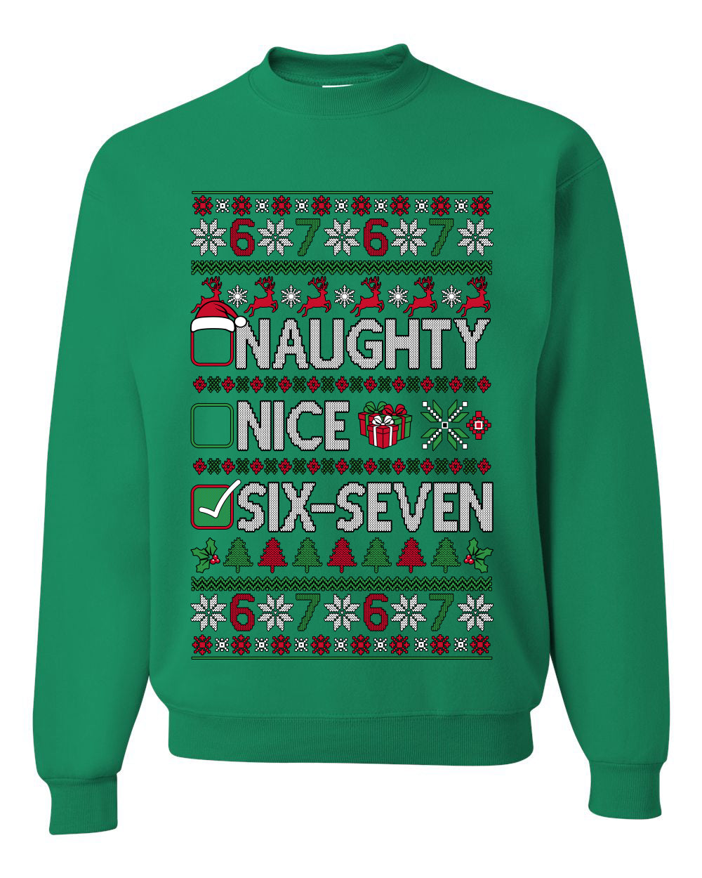 Naughty Nice 6 7 Checklist, Unisex Ugly Christmas Sweater, Crewneck Sweatshirts
