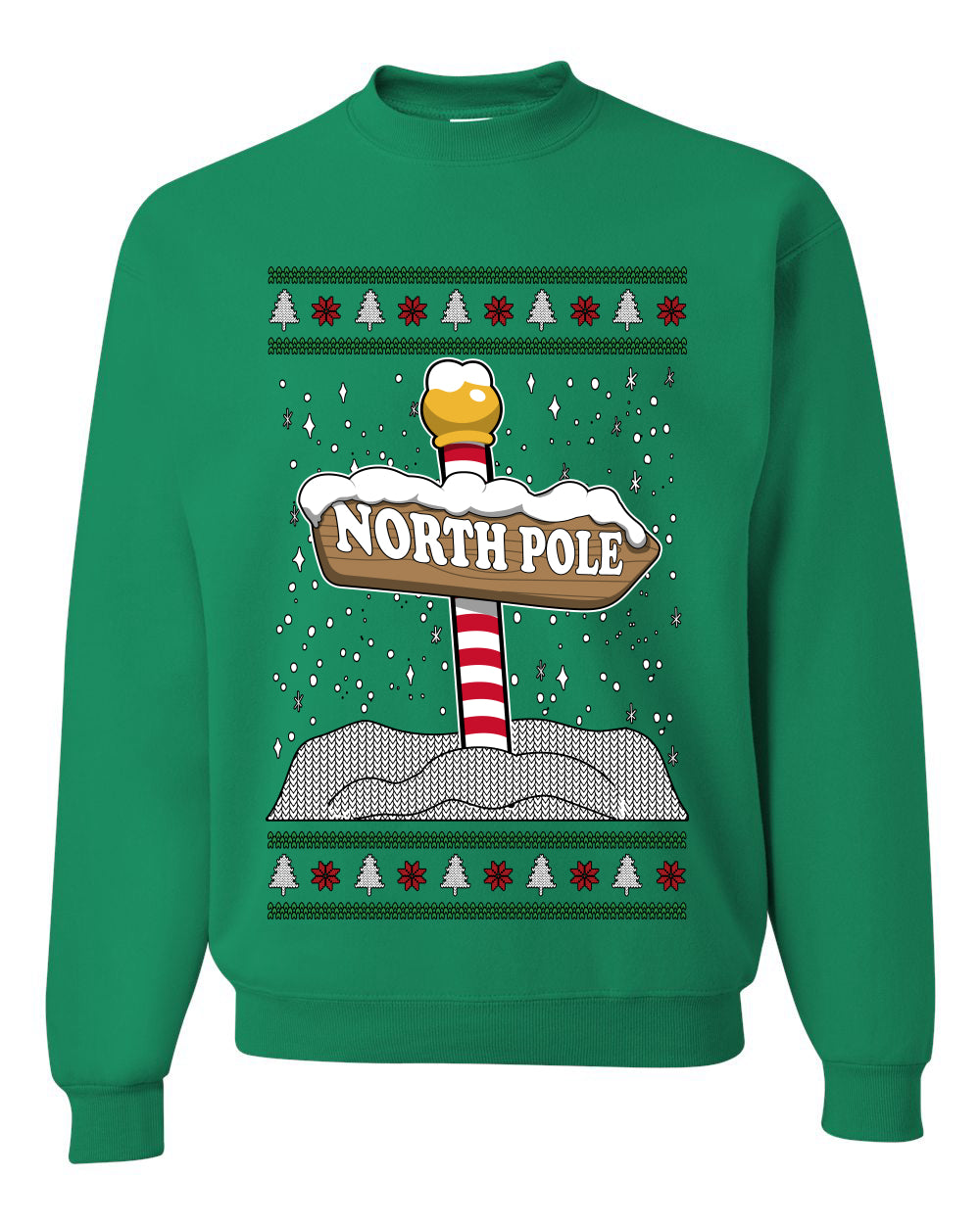 North Pole, Unisex Ugly Christmas Sweater Crewneck Sweatshirts