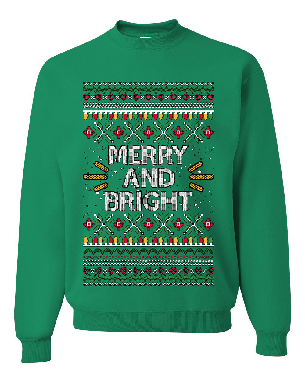 Merry And Bright, Unisex Ugly Christmas Sweater Crewneck Sweatshirts