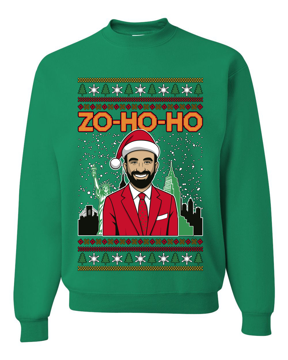 Zo Ho Ho Zohran Mamdani NYC, Unisex Ugly Christmas Sweater Crewneck Sweatshirts