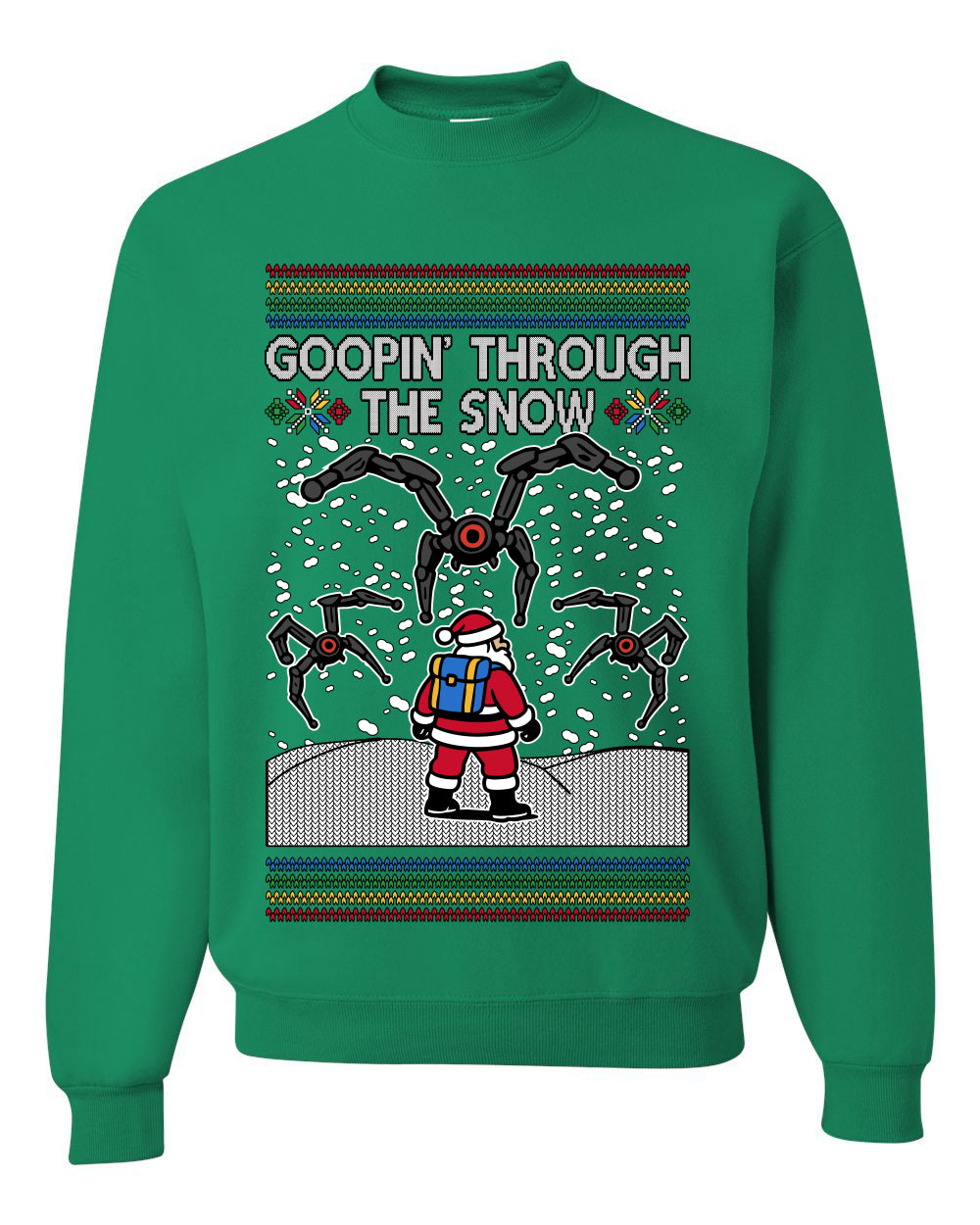 Goopin' Through The Snow Gamer Santa, Unisex Ugly Christmas Sweater Crewneck Sweatshirts