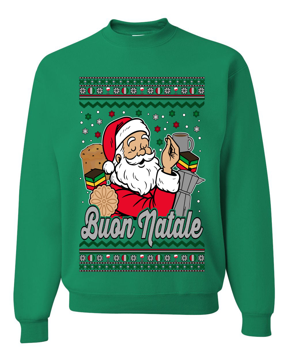 Buon Natale, Italian Santa Claus, Funny, Italian American Humor, Unisex Ugly Christmas Sweater, Crewneck Sweatshirts
