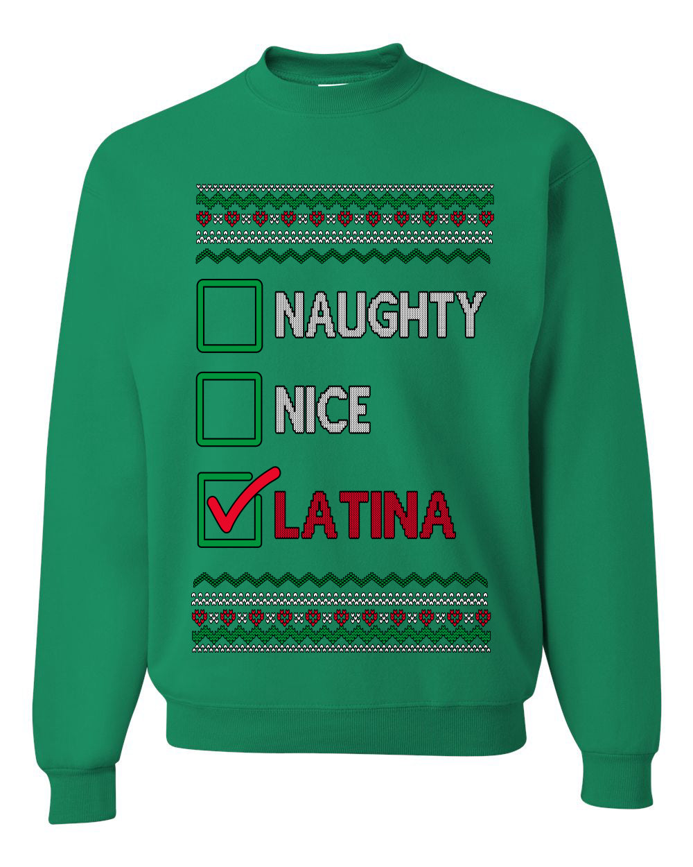 Naughty Nice, Latina, Latin American Humor Christmas Design, Unisex Ugly Christmas Sweater, Crewneck Sweatshirts