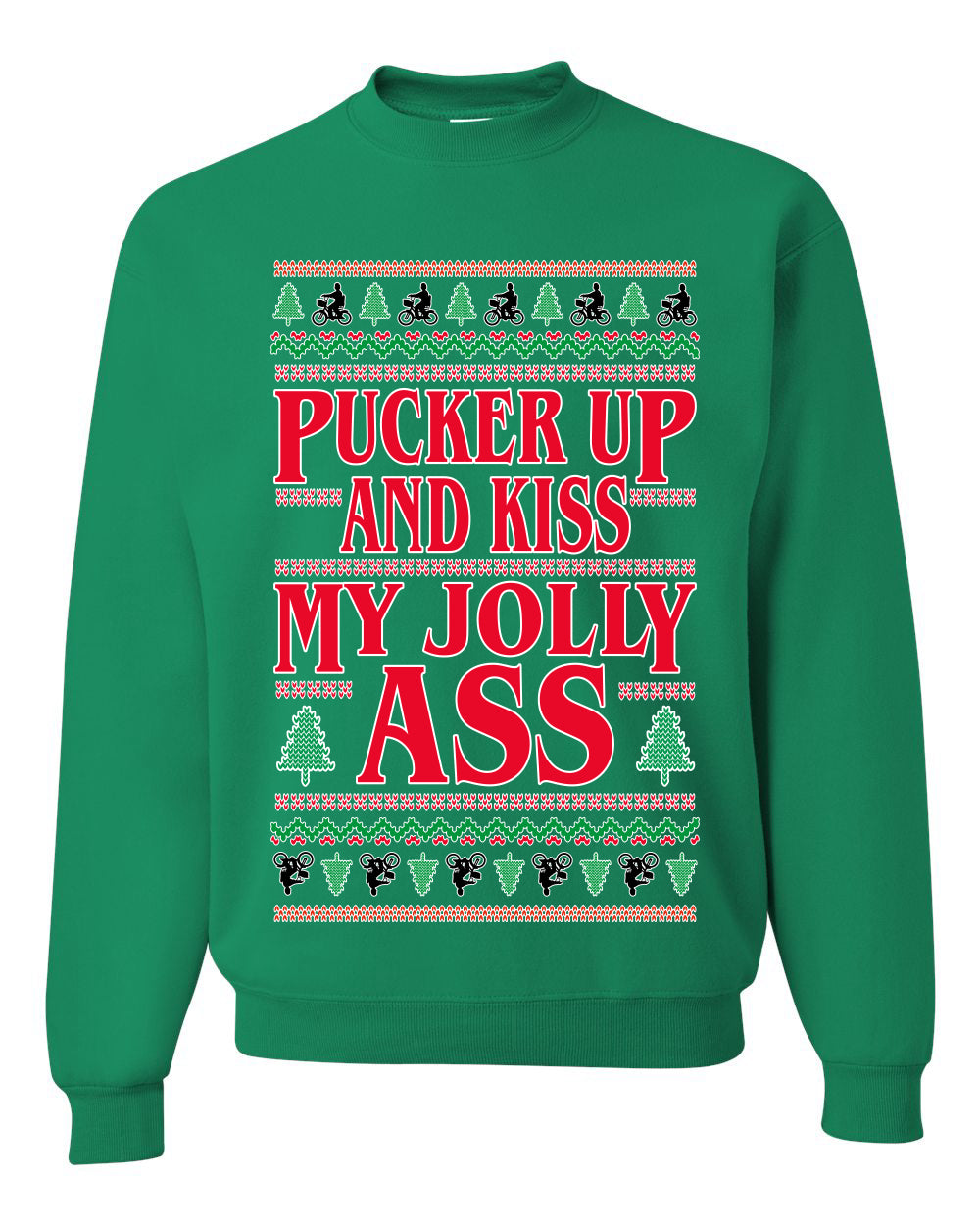 Pucker Up And Kiss My Jolly Ass, Unisex Ugly Christmas Sweater, Crewneck Sweatshirts