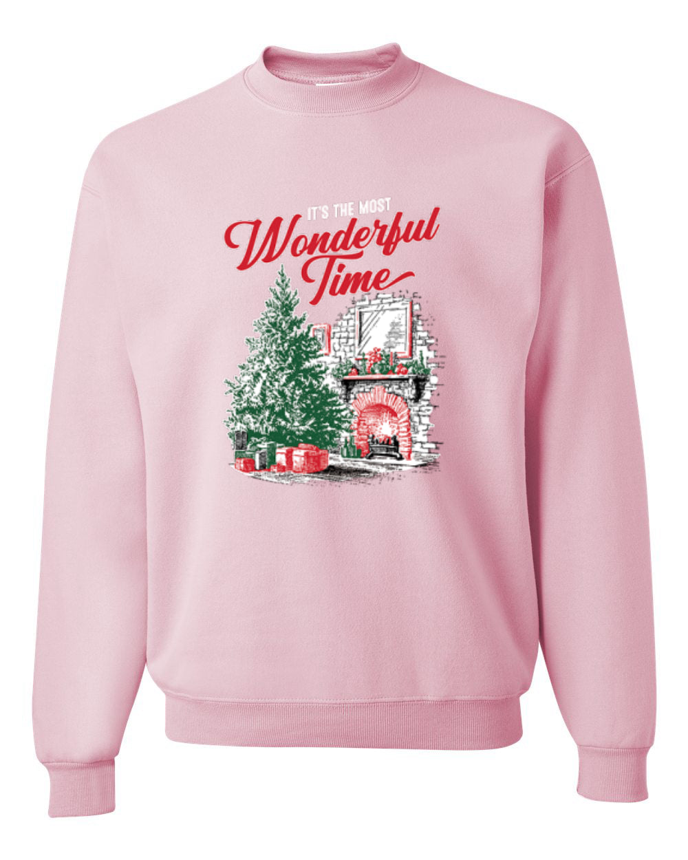 It's The Most Wonderful Time, Christmas Tree Fireplace, Festive Design, Unisex Christmas Sweater, Crewneck Sweatshirts