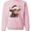 Cute Fluffy Christmas Cow with Santa Hat, Cute Christmas Design, Unisex Christmas Sweater, Crewneck Sweatshirts