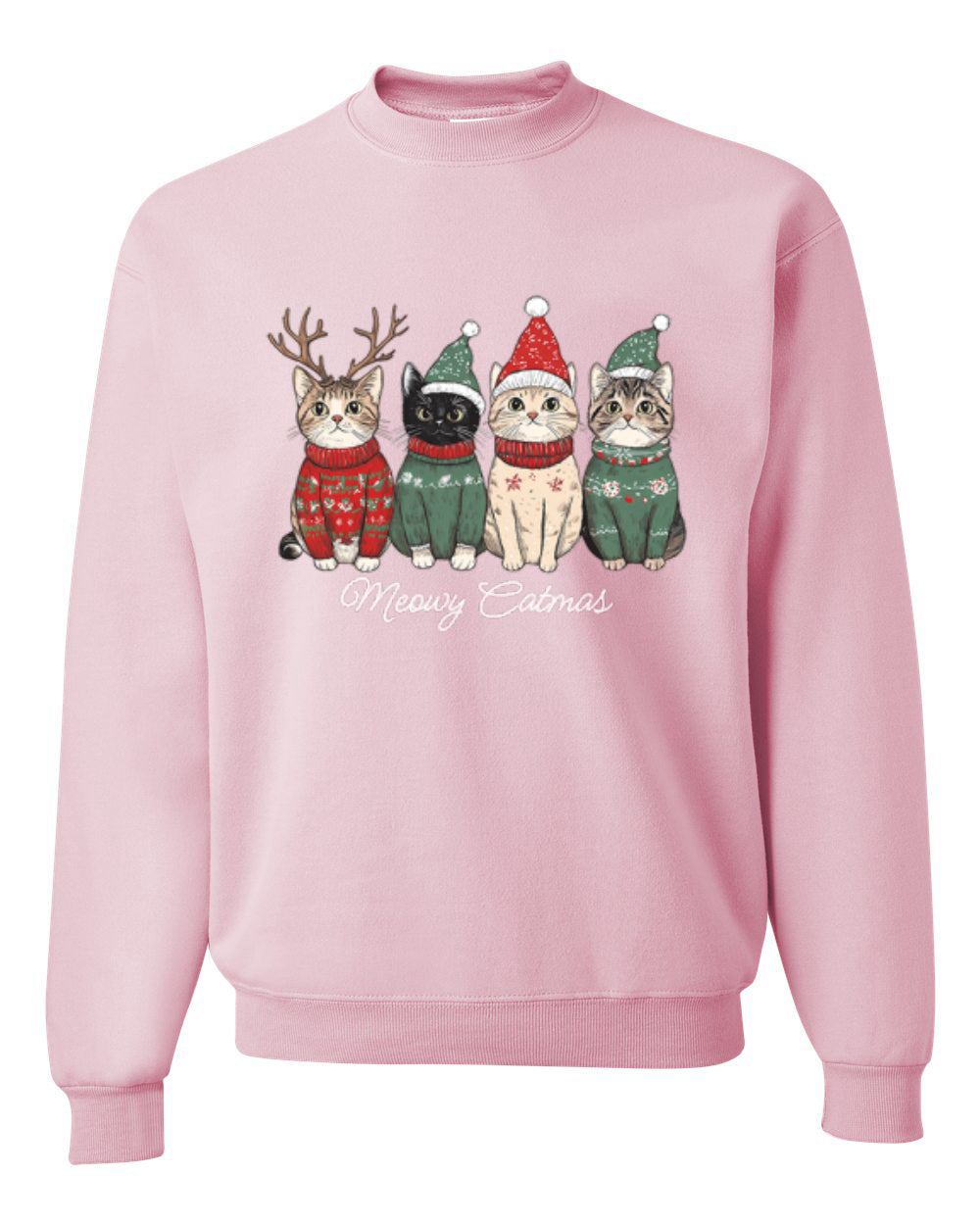 Meowy Catmas, Christmas Cat Lover Design, Unisex Christmas Sweater, Crewneck Sweatshirts