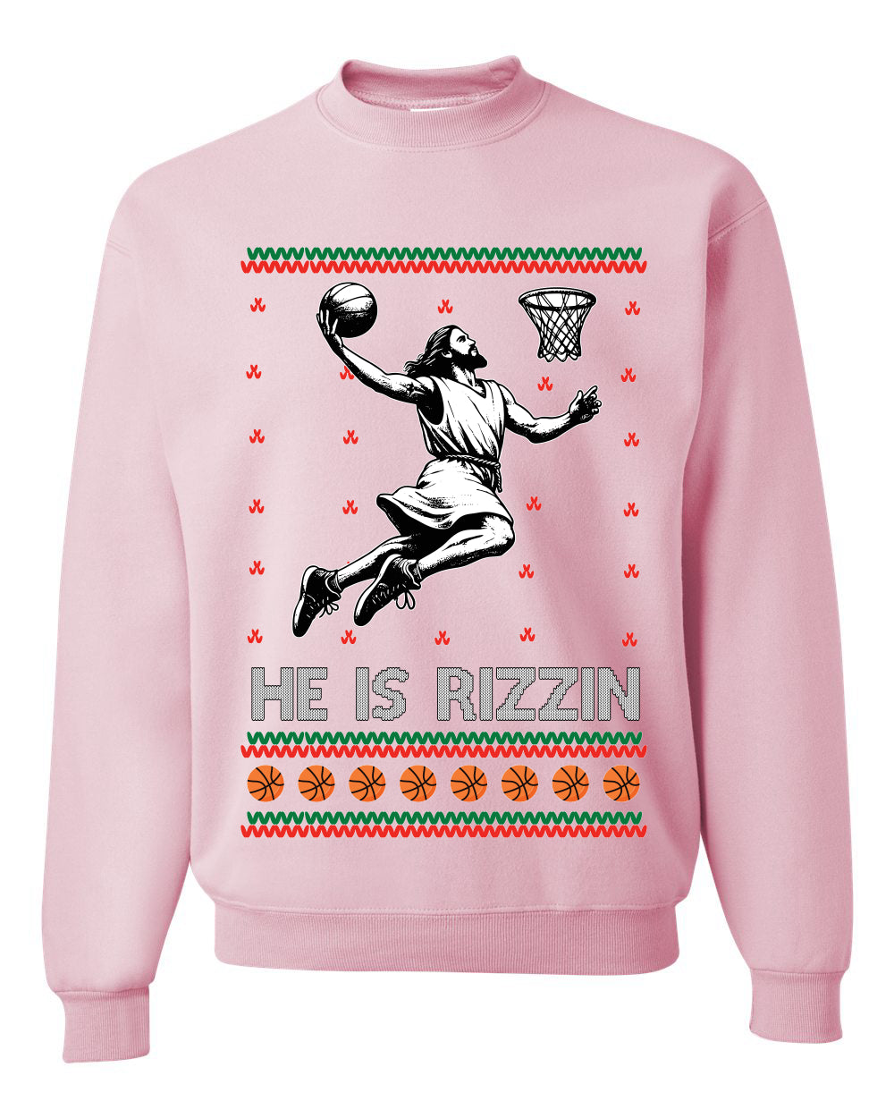 He Is Rizzin, Unisex Ugly Christmas Sweater, Crewneck Sweatshirts