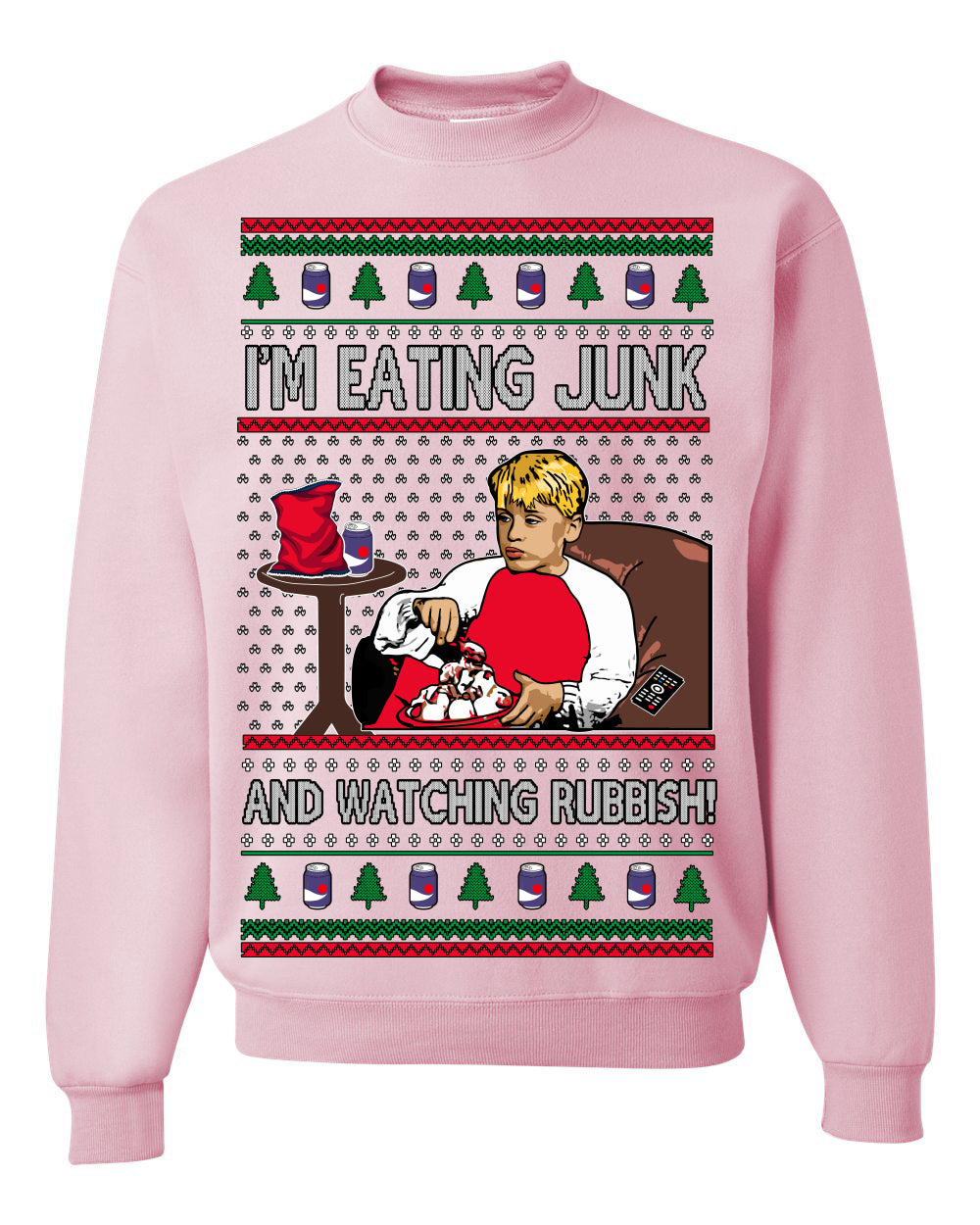 I'm Eating Junk and Watching Rubbish 90s Movie Ice Cream Ugly Christmas Sweater Crewneck Sweatshirt