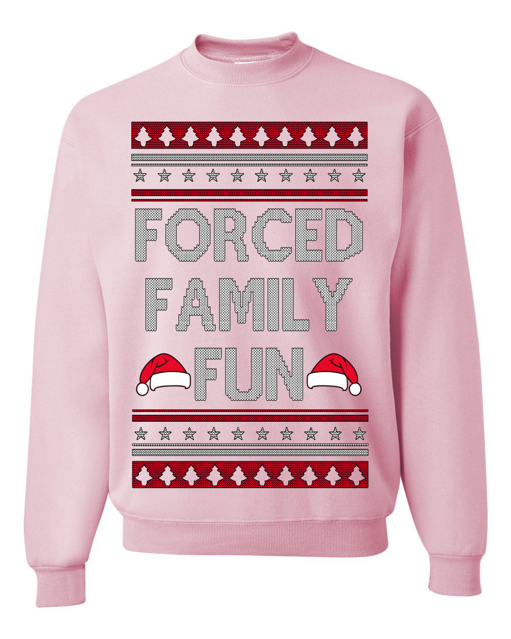 Forced Family Fun, Xmas Holiday Funny Ugly Christmas Sweater Crewneck Sweatshirt