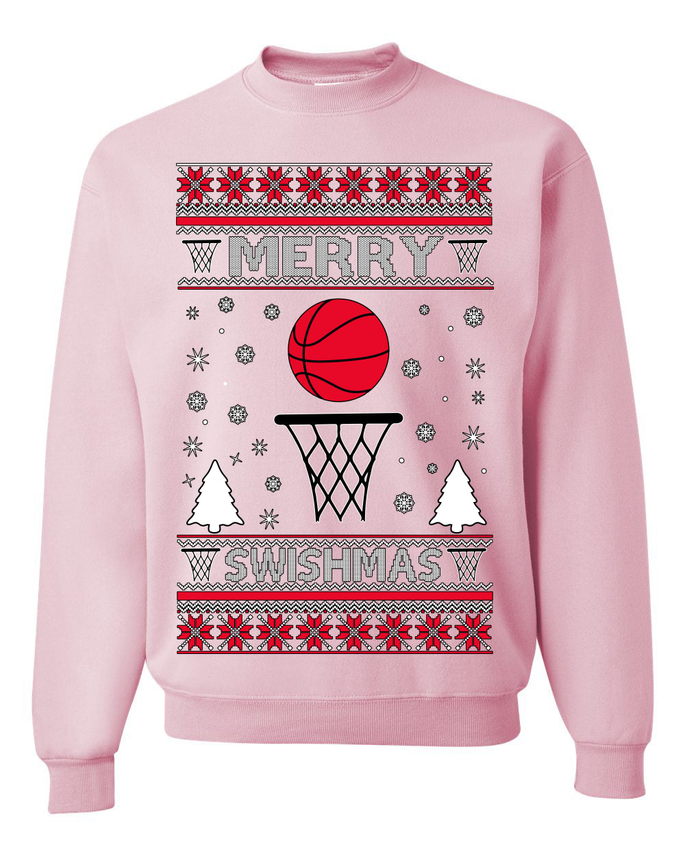 Merry Swishmas Basketball Sports Ugly Christmas Sweater Crewneck Sweatshirt