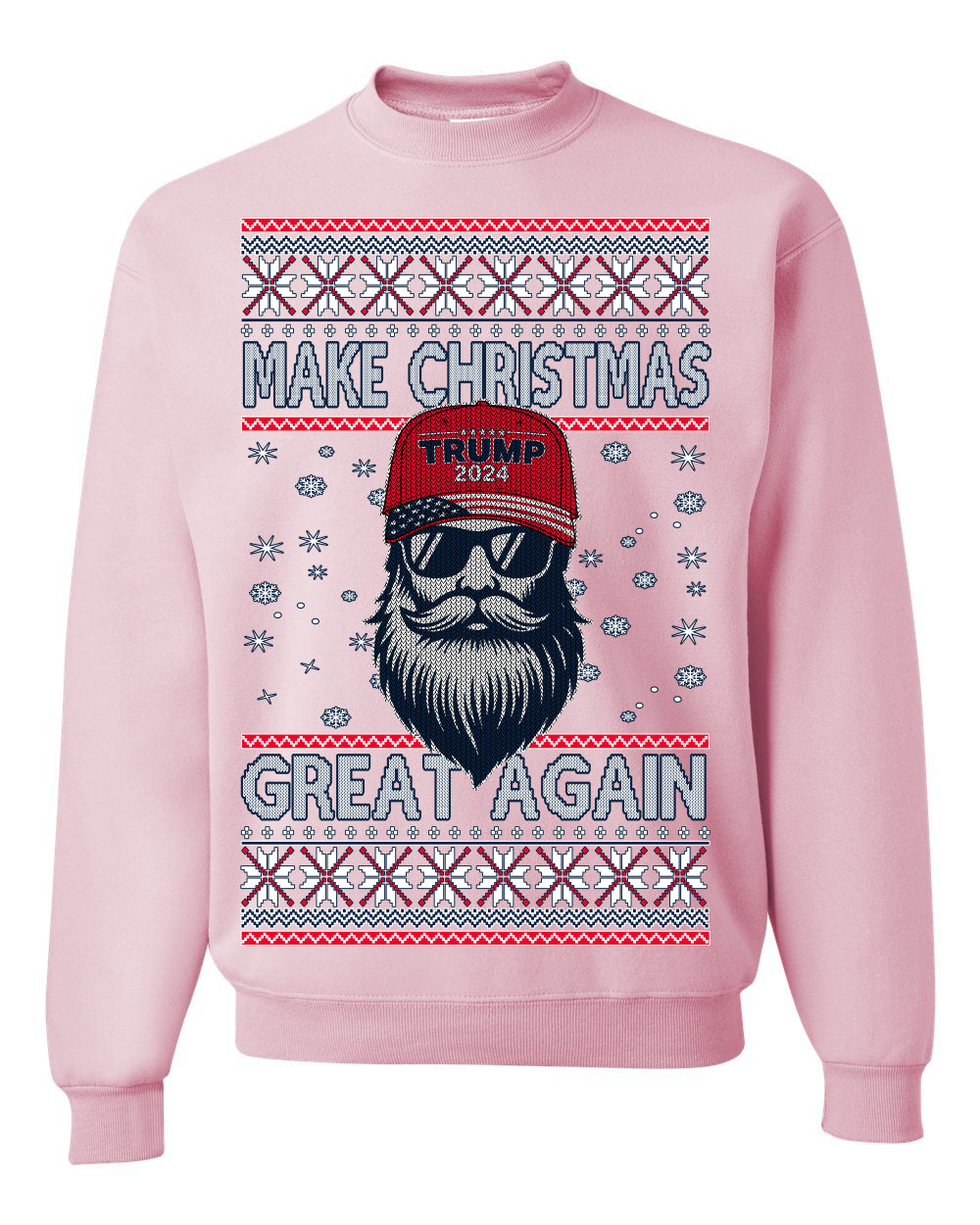 Make Christmas Great Again Trump Santa Claus 2024 MAGA Ugly Christmas Sweater Crewneck Sweatshirt