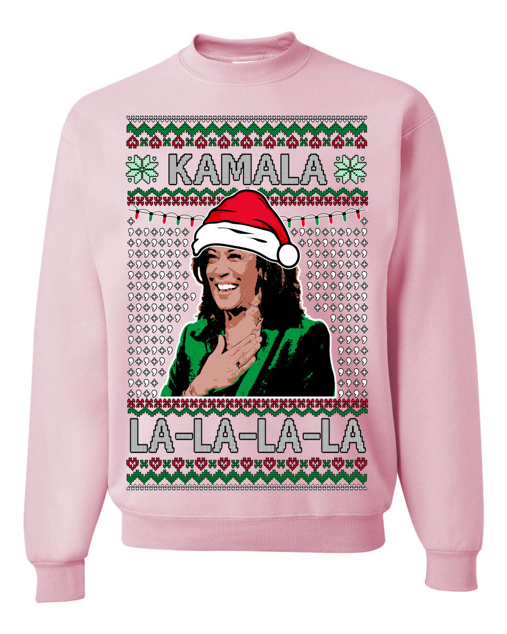 Kamala La La Funny Santa Hat Classic Xmas Song Carol Ugly Christmas Sweater Crewneck Sweatshirt