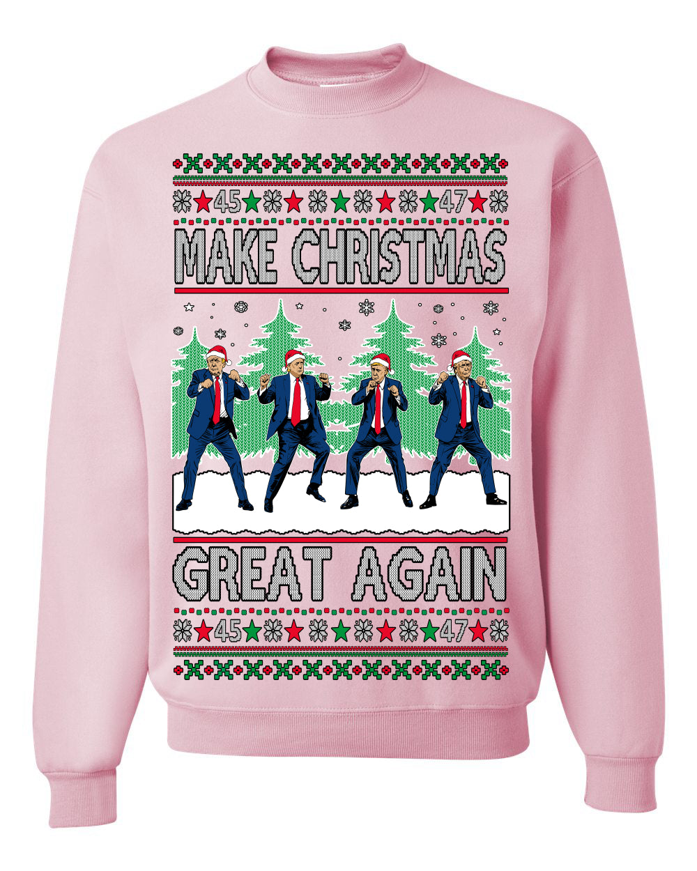 Make Christmas Great Again Shimmy Dance USA President Ugly Christmas Sweater Crewneck Sweatshirt