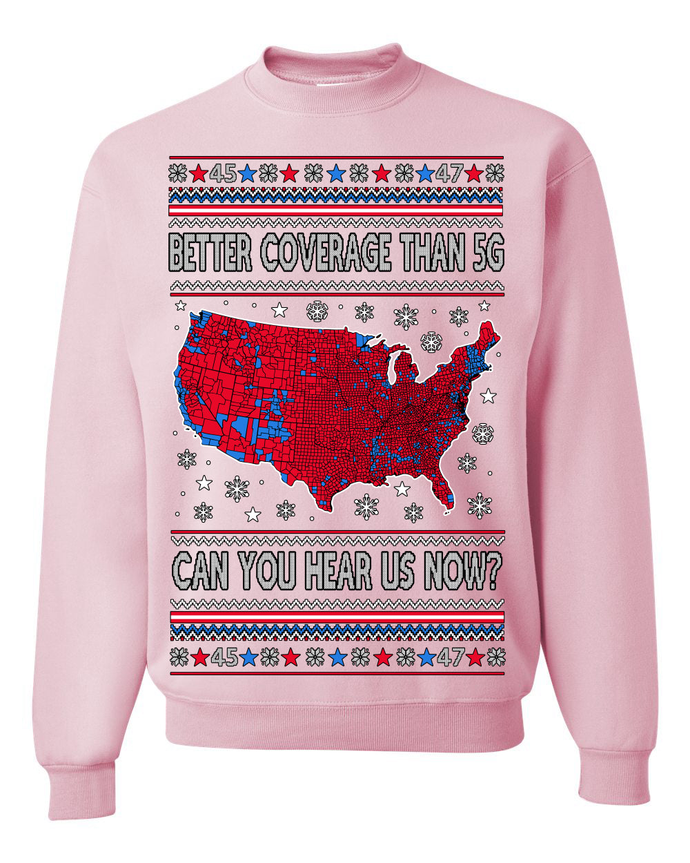 Trump 2024 Better Coverage than 5G Red Wave Landslide Ugly Christmas Sweater Crewneck Sweatshirt
