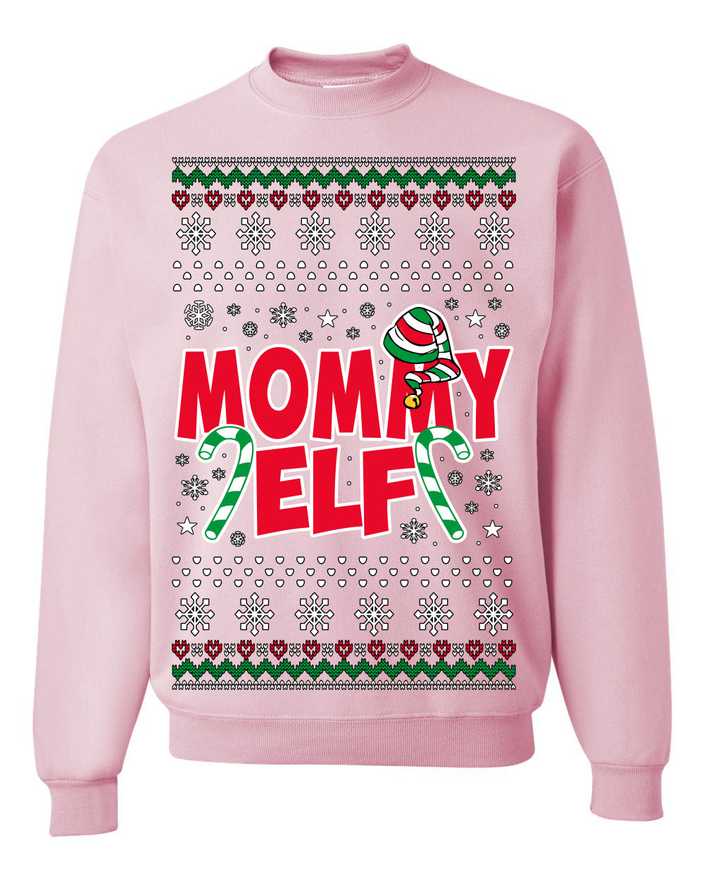 Mommy Elf Cute Holiday Winter Ugly Christmas Sweater Crewneck Sweatshirt