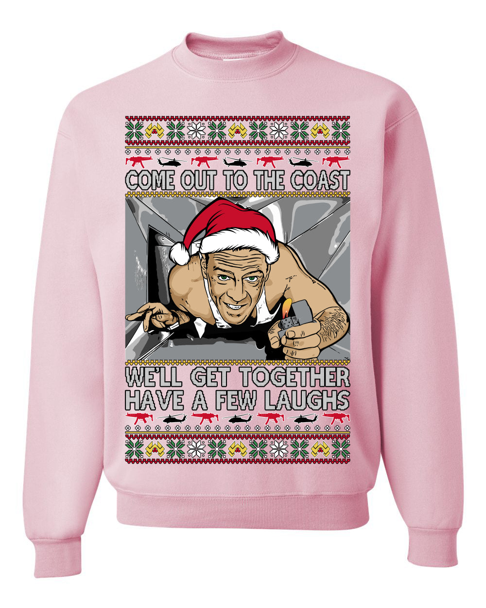 Come Out to the Coast Have a Few Laughs Die Hard McClane Ugly Christmas Sweater