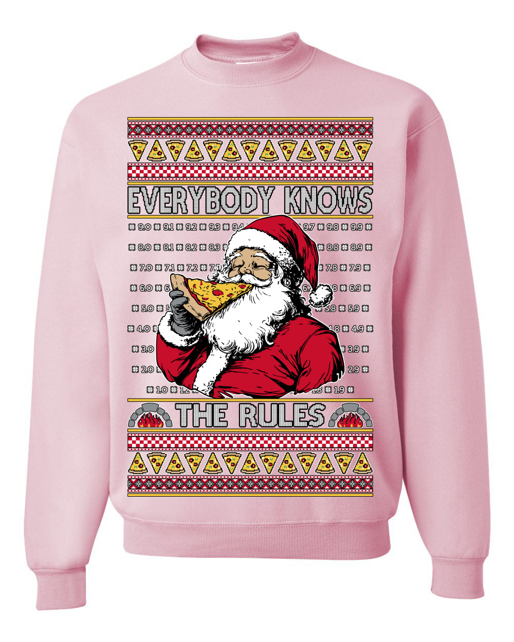 Everybody Knows the Rules Funny Santa Claus Pizza Score Ugly Christmas Sweater