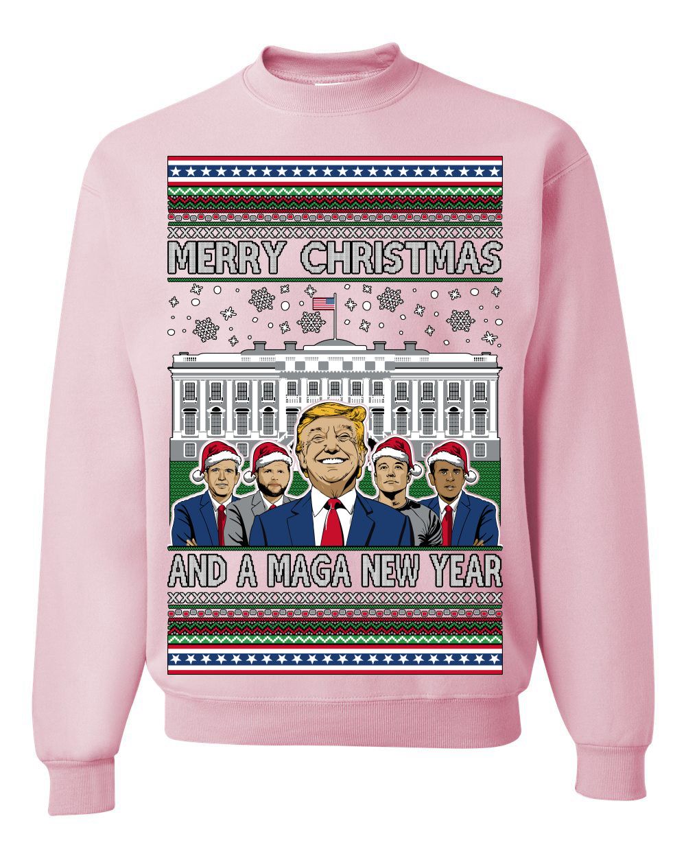 Merry Christmas and a MAGA New Year 2025 Ugly Christmas Sweater Crewneck Sweatshirts