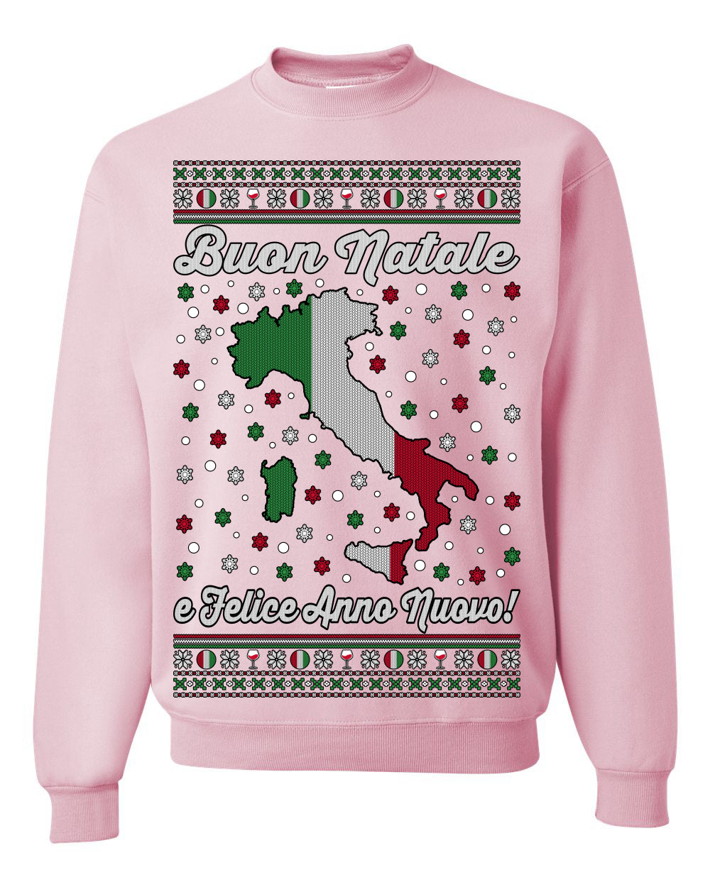 Buon Natale e Felice Anno Nuovo! Merry Christmas and Happy New Year Ugly Christmas Sweater Crewneck Sweatshirts