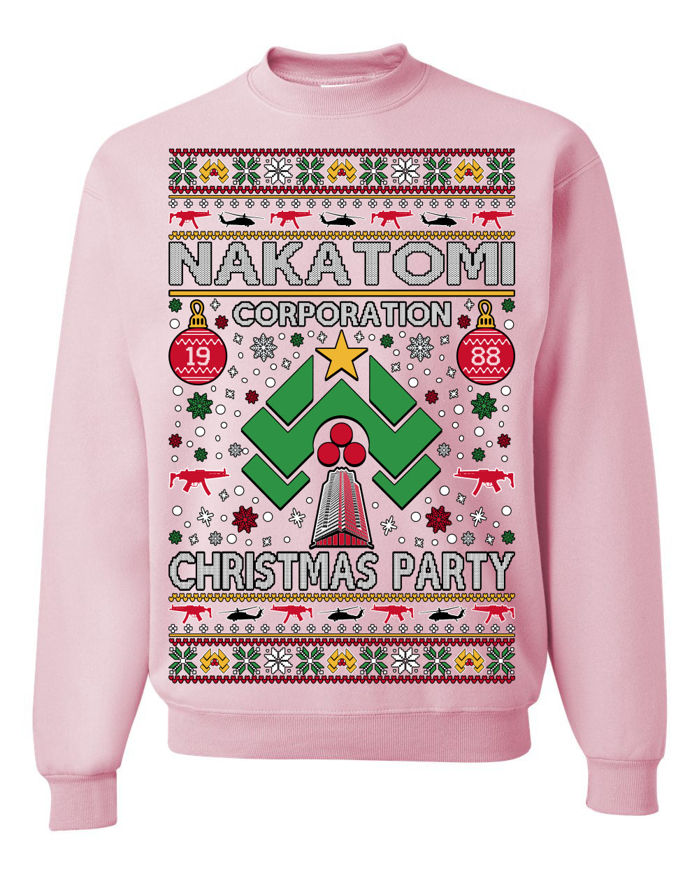 Nakatomi Corporation Christmas Party 1988 Plaza Logo, Classic Die Hard McClane 80s Xmas Movie Quote Ugly Christmas Sweater Crewneck Sweatshirt