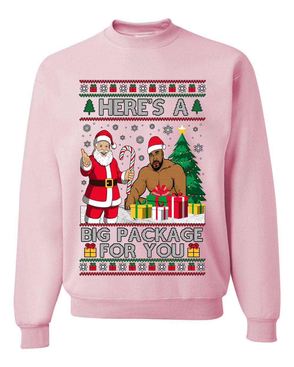 Here's A Big Package For You Santa Christmas Sweater, Unisex Ugly Christmas Crewneck Sweatshirts