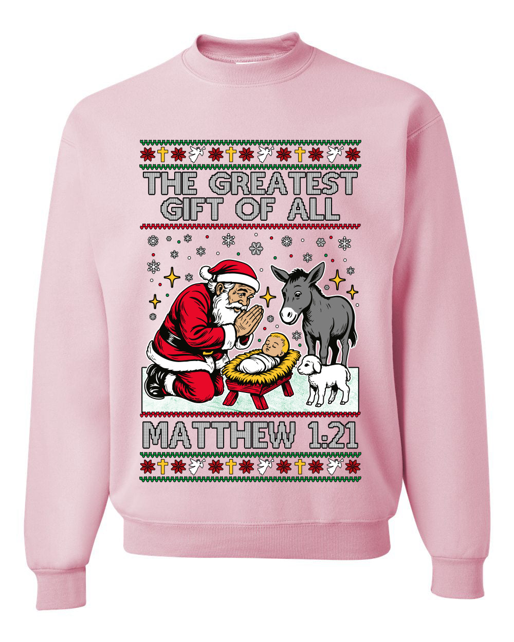 The Greatest Gift Of All Matthew 1:21, Unisex Ugly Christmas Sweater, Crewneck Sweatshirts