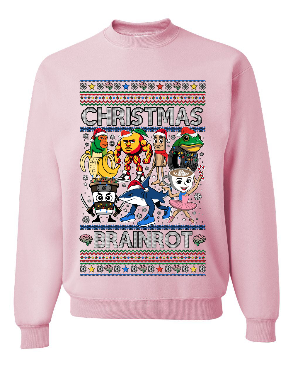 Christmas Brainrot, Unisex Ugly Christmas Sweater, Crewneck Sweatshirts