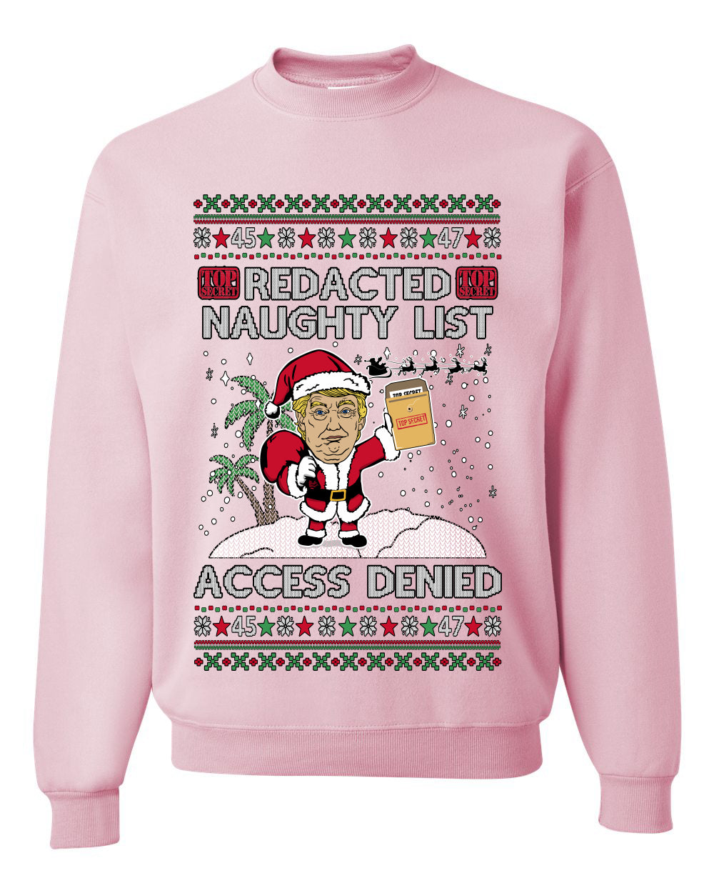 Redacted Naughty List Access Denied, Unisex Ugly Christmas Sweater Crewneck Sweatshirts