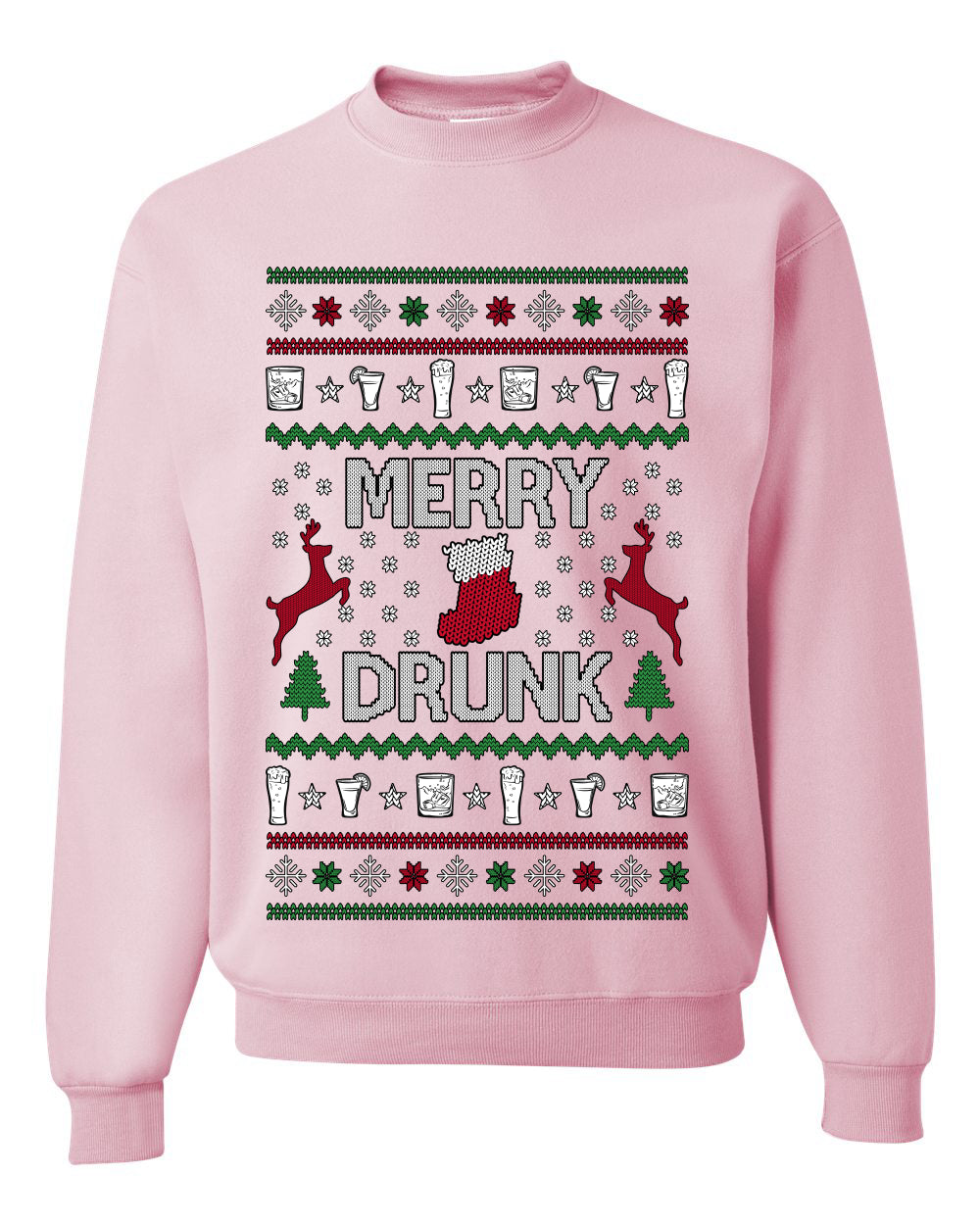 Merry Drunk, Unisex Ugly Christmas Sweater Crewneck Sweatshirts