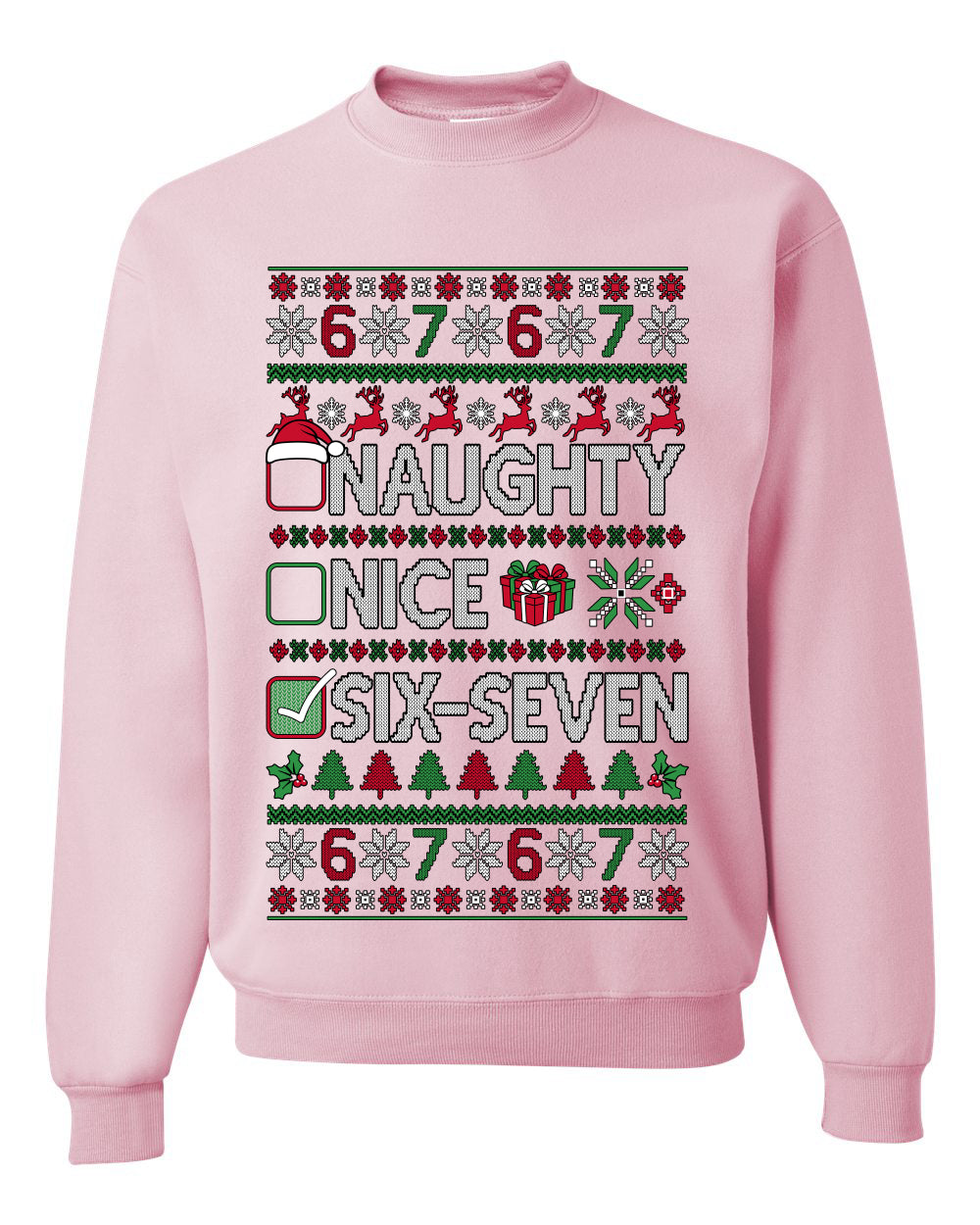 Naughty Nice 6 7 Checklist, Unisex Ugly Christmas Sweater, Crewneck Sweatshirts