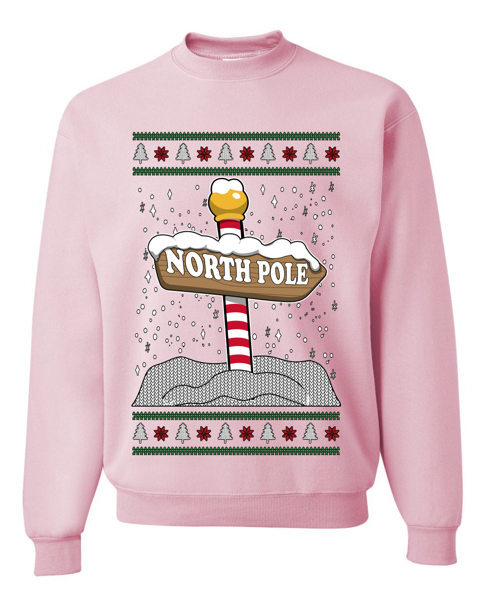 North Pole, Unisex Ugly Christmas Sweater Crewneck Sweatshirts