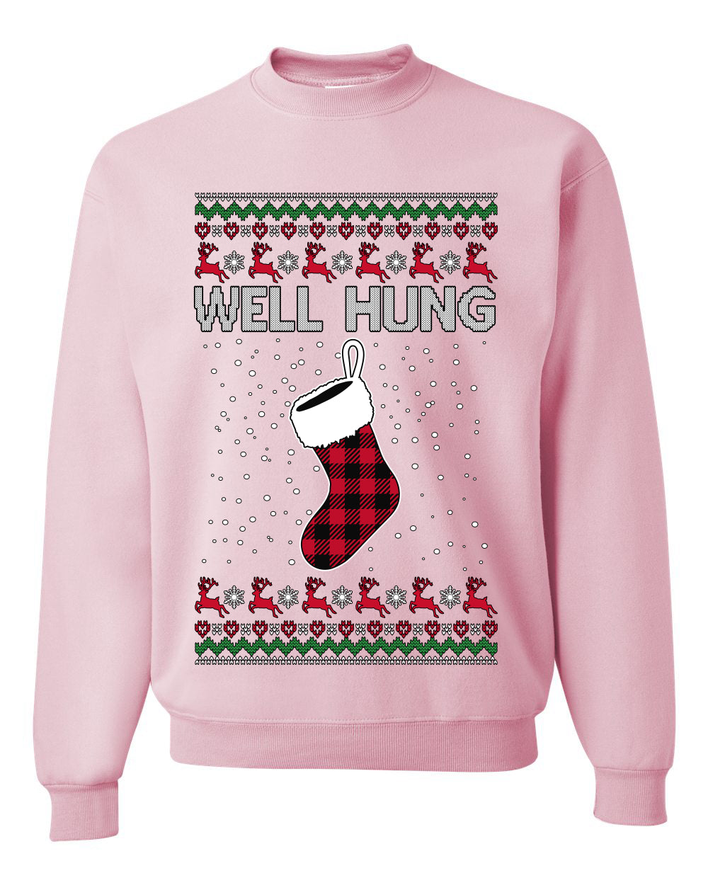 Well Hung, Unisex Ugly Christmas Sweater Crewneck Sweatshirts