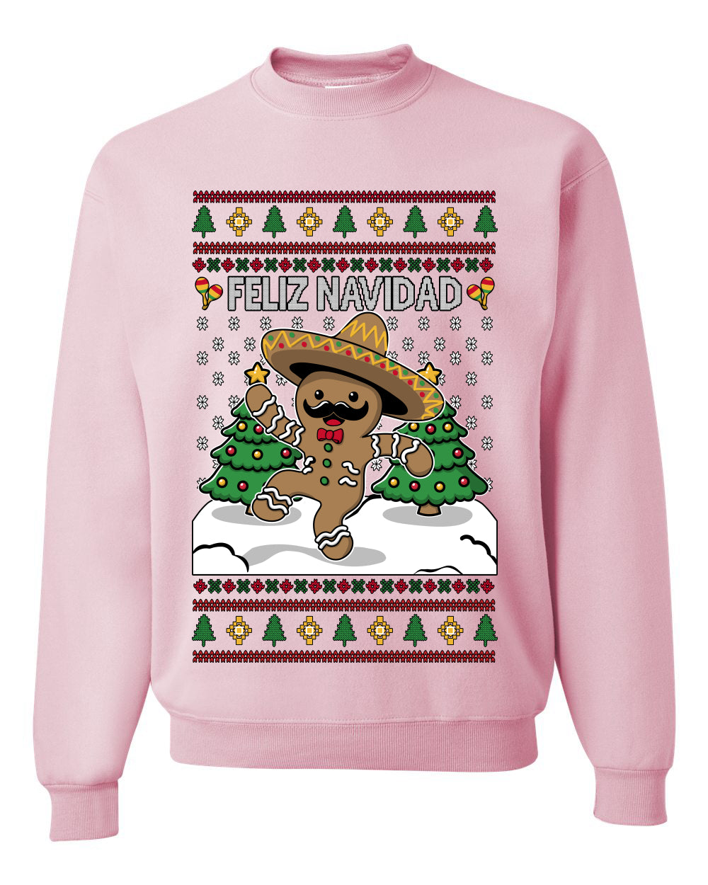 Feliz Navidad Dancing Gingerbread Man, Unisex Ugly Christmas Sweater, Crewneck Sweatshirts