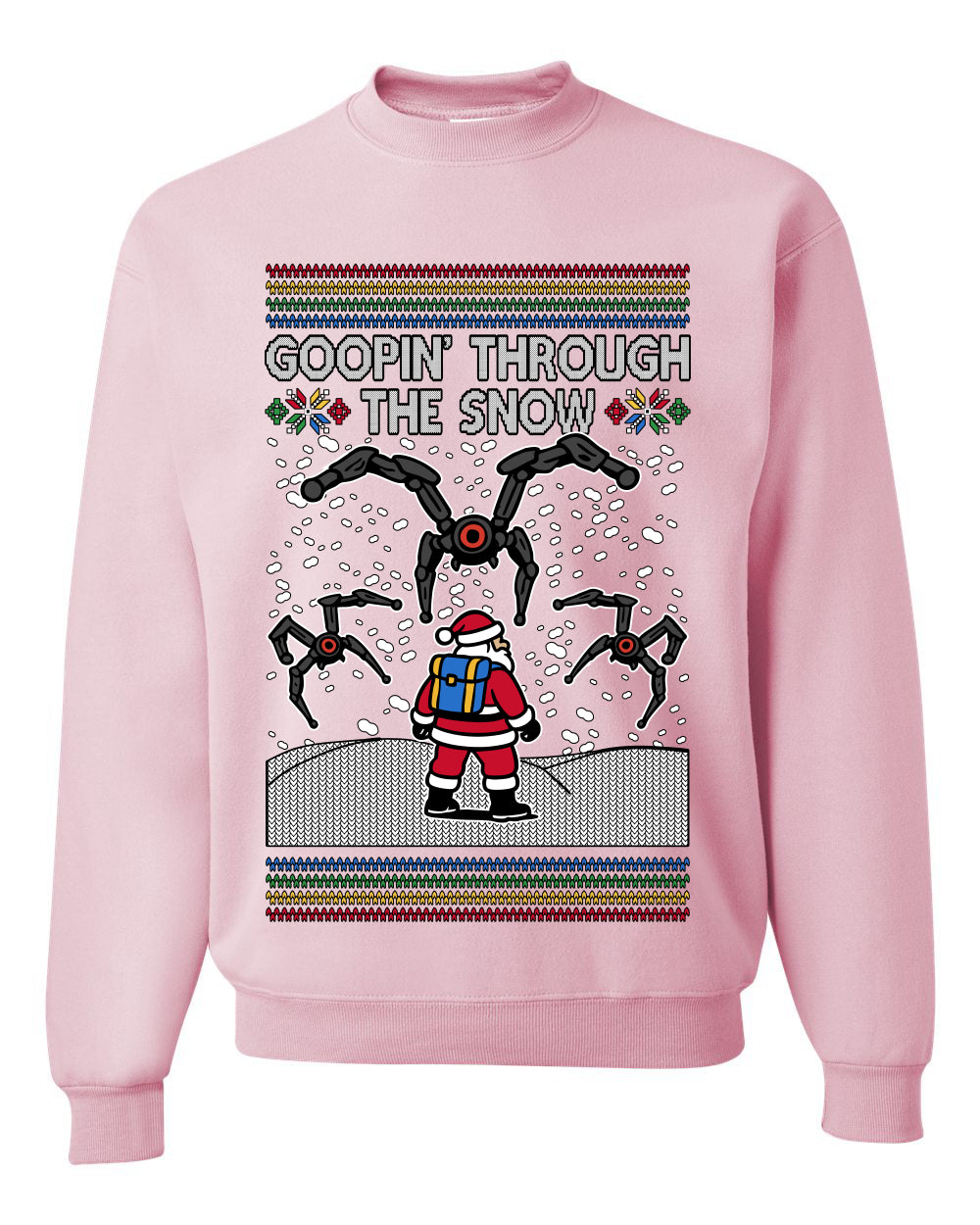 Goopin' Through The Snow Gamer Santa, Unisex Ugly Christmas Sweater Crewneck Sweatshirts