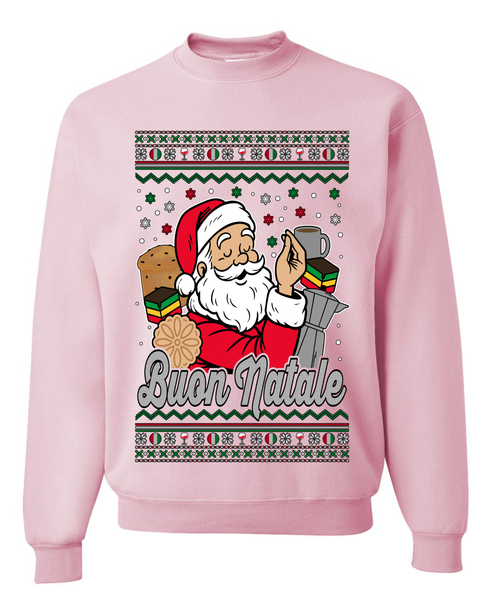 Buon Natale, Italian Santa Claus, Funny, Italian American Humor, Unisex Ugly Christmas Sweater, Crewneck Sweatshirts