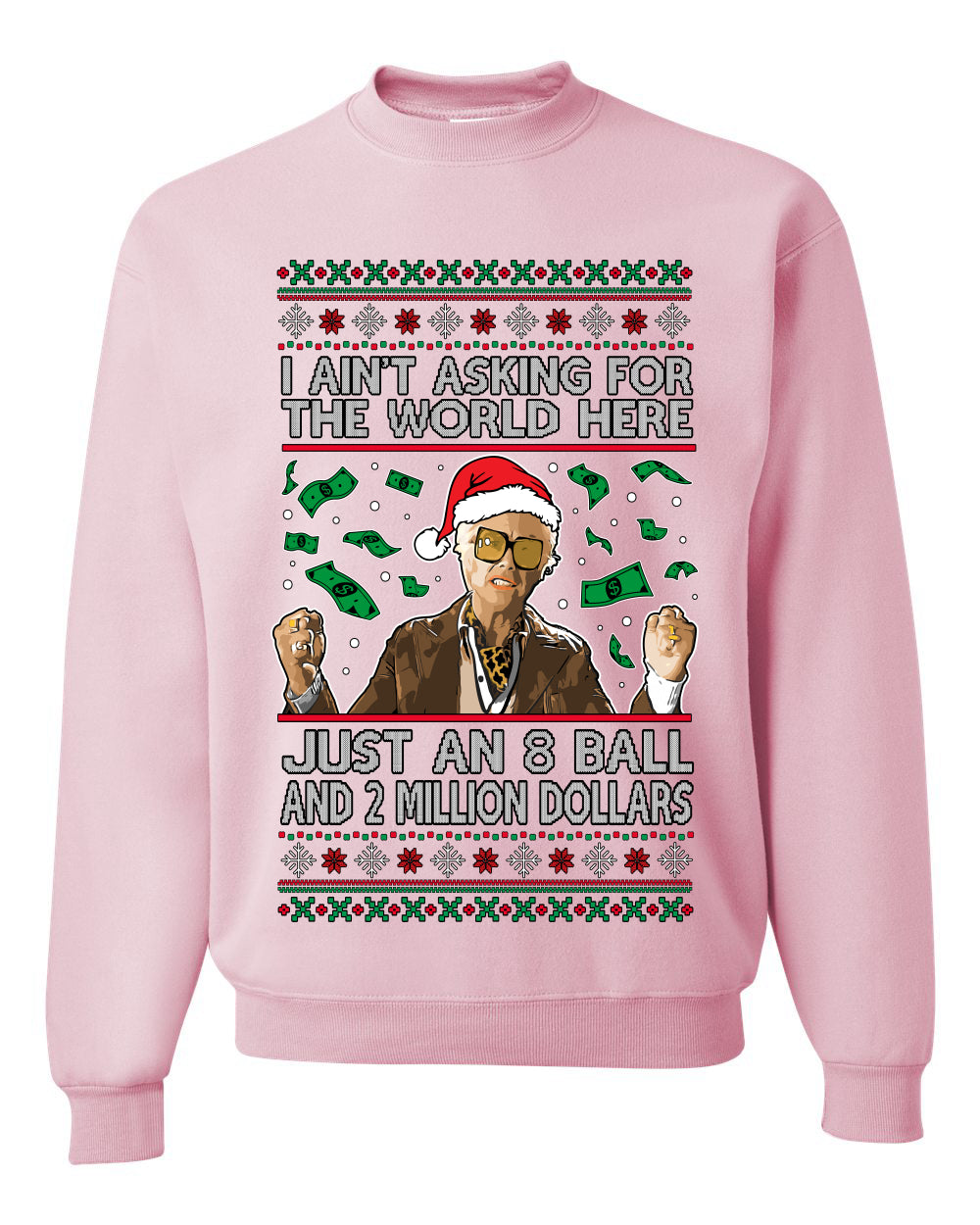 I Ain't Asking For the World Here, Just An 8 Ball and 2 Million Dollars, Unisex Ugly Christmas Sweater, Crewneck Sweatshirts