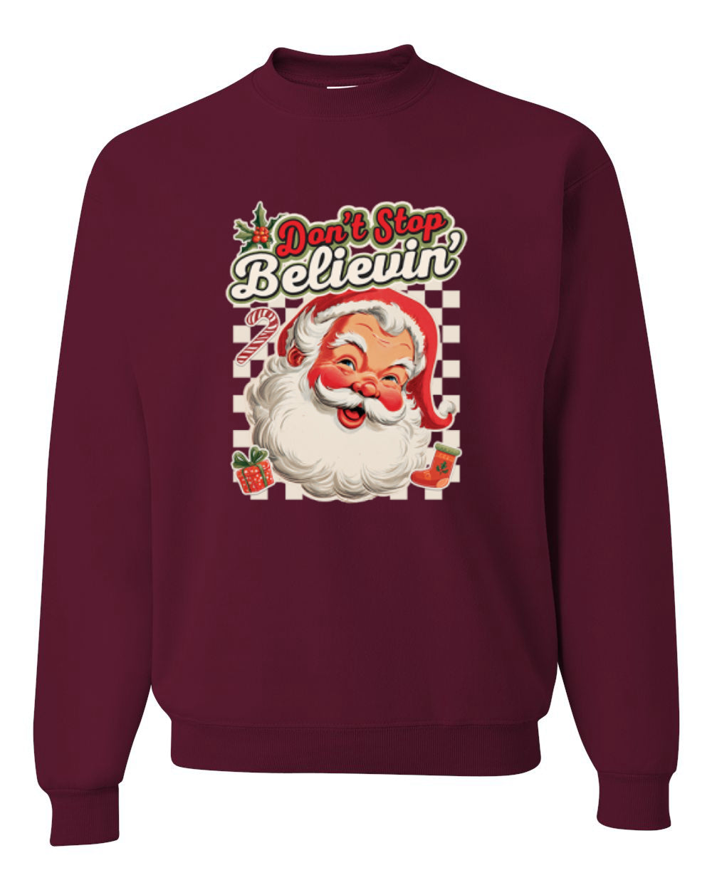 Don't stop Believin', Santa Fun Cute Christmas Design, Unisex Christmas Sweater, Crewneck Sweatshirts