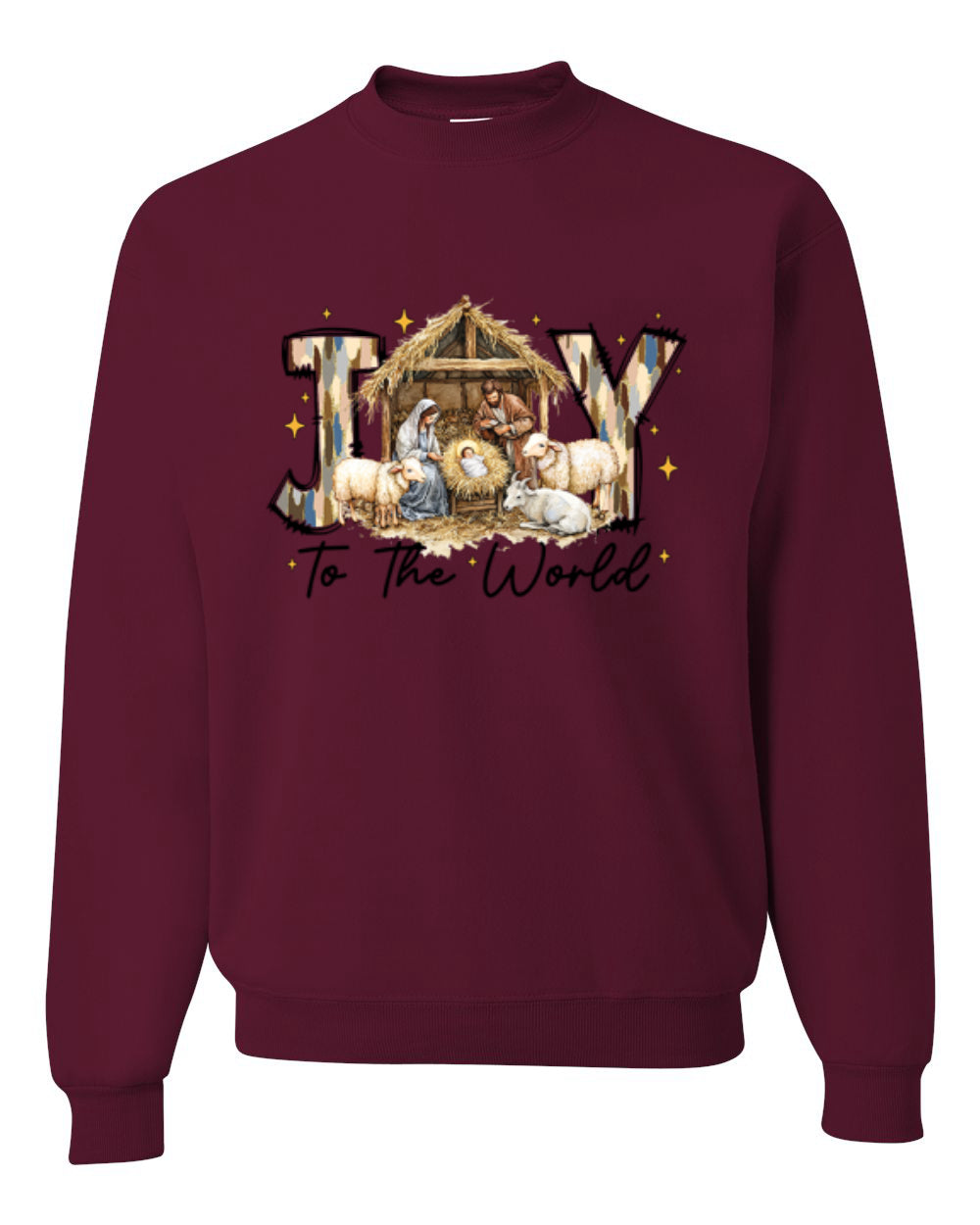 Joy To The World, Jesus Birth, Nativity, Christian Jesus Religious Design, Unisex Christmas Sweater, Crewneck Sweatshirts