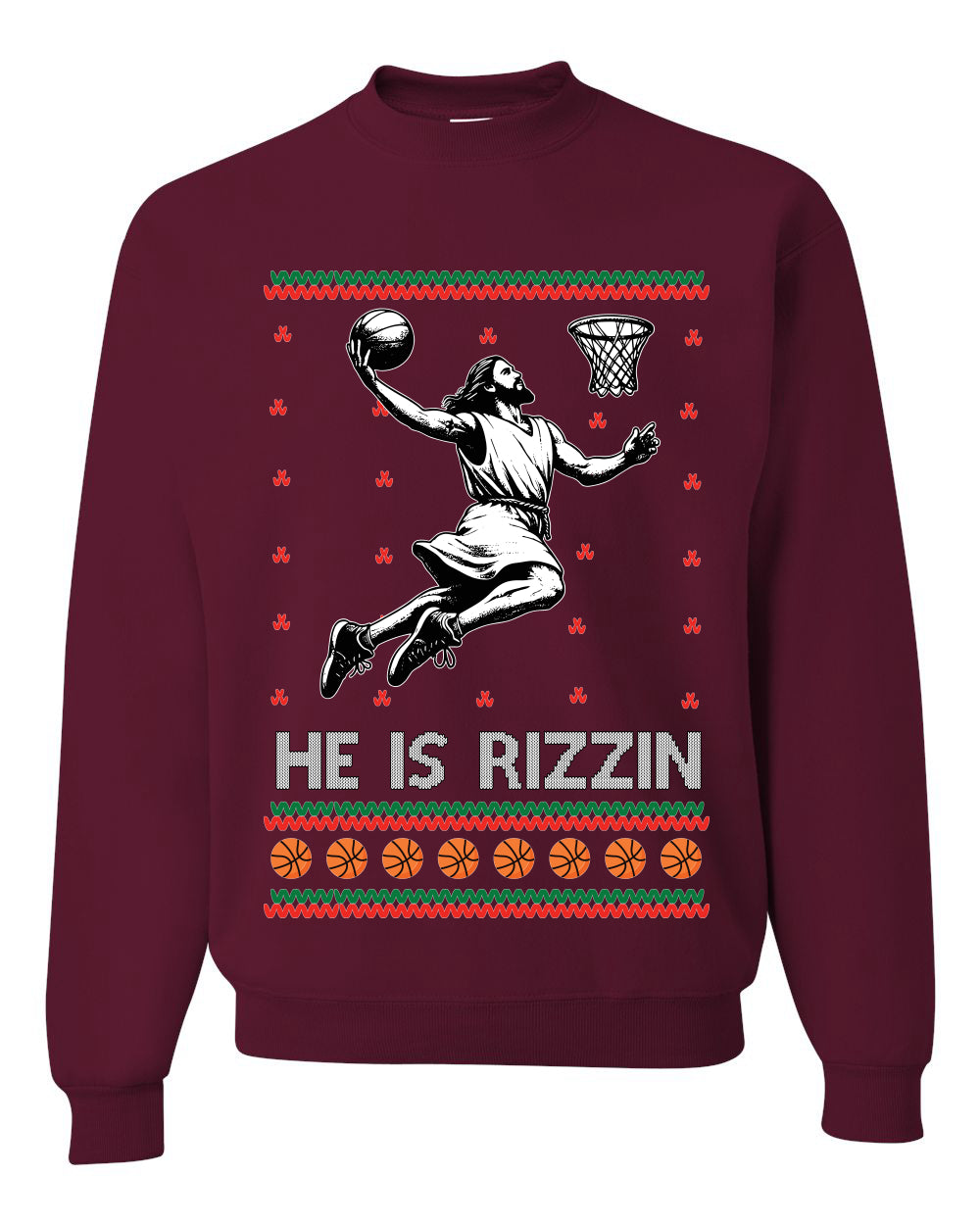 He Is Rizzin, Unisex Ugly Christmas Sweater, Crewneck Sweatshirts