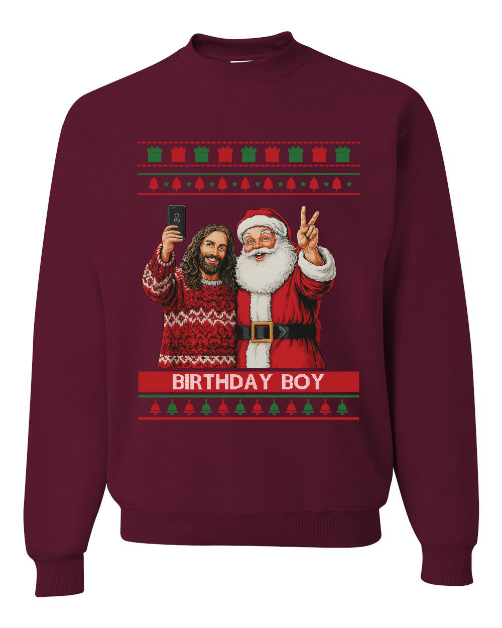 Birthday Boy Jesus, Unisex Ugly Christmas Sweater, Crewneck Sweatshirts