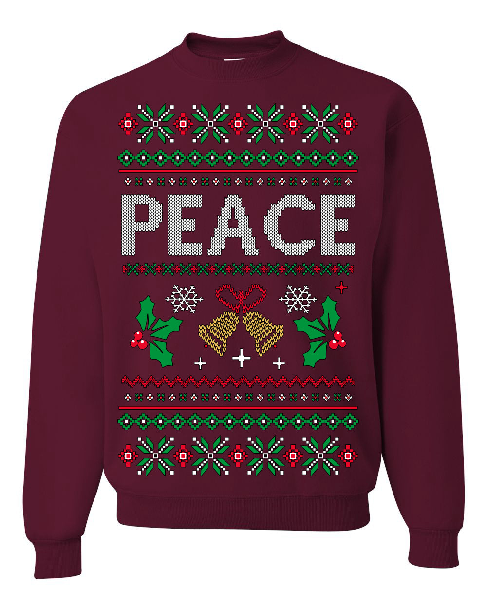 Peace Ugly Christmas Sweater Crewneck Sweatshirt