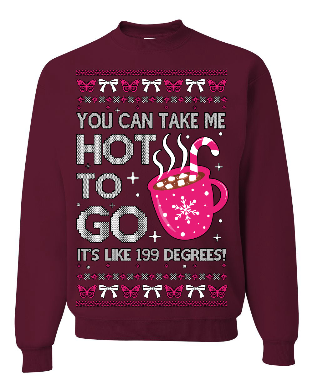 You Can Take Me Hot to Go, Hot Cocoa Viral Song Pop Music Ugly Christmas Sweater Crewneck Sweatshirt
