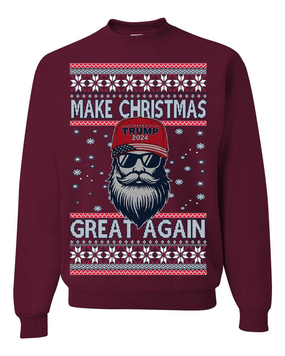 Make Christmas Great Again Trump Santa Claus 2024 MAGA,  Donald Trump JD Vance GOP Republican Ugly Christmas Sweater Crewneck Sweatshirt