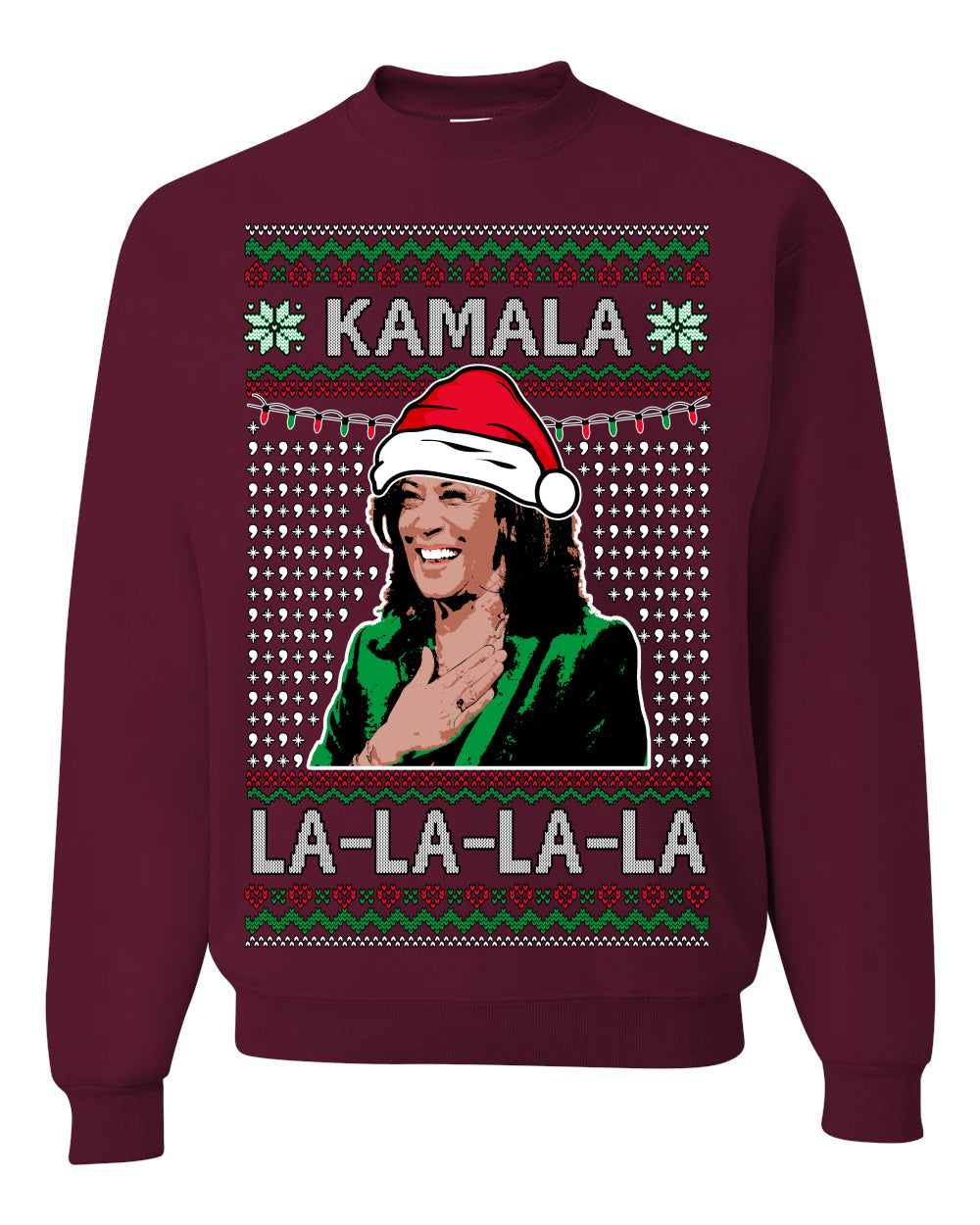 Kamala La La Funny Santa Hat Classic Xmas Song Carol Ugly Christmas Sweater Crewneck Sweatshirt